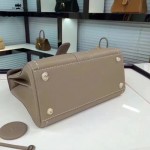 Delvaux-013 百搭新款手工車線brillan淺灰色原版TOGO皮豎款大號手袋