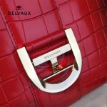 Delvaux-030 Sellier Brillant鱷魚紋牛皮 小羊皮內裏可調節肩帶原裝禮盒手提單肩斜挎包