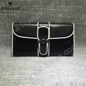 Delvaux-20-2 名媛必備Brillan Frence Box原單黑白配牛皮翻蓋長款錢包