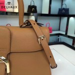 Delvaux-18-6 名媛必備brillant土黃色原版粒面牛皮橫款大號手袋