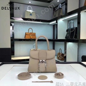 Delvaux-017-6 人氣熱銷brillant淺灰色原版粒面牛皮手提單肩包