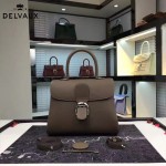 Delvaux-19-7 潮人必備新款brillant深灰色原版牛皮豎款大號手提單肩包