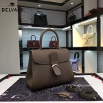 Delvaux-19-7 潮人必備新款brillant深灰色原版牛皮豎款大號手提單肩包