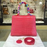 Delvaux-030-4 Sellier Brillant鱷魚紋牛皮 小羊皮內裏可調節肩帶原裝禮盒手提單肩斜挎包