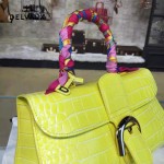 Delvaux-031-4 Sellier Brillant鱷魚紋牛皮 小羊皮內裏可調節肩帶原裝禮盒橫款手提單肩斜挎包