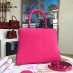 Delvaux-19 潮人必備新款brillant枚紅色原版牛皮豎款大號手提單肩包