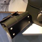 Delvaux-05-8 復古風brilliant 軍綠色原版BOX光面牛皮大號手提單肩包