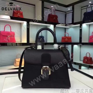 Delvaux-19-3 潮人必備新款brillant黑色原版牛皮豎款大號手提單肩包