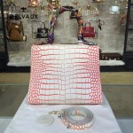 Delvaux-030-3 Sellier Brillant鱷魚紋牛皮 小羊皮內裏可調節肩帶原裝禮盒手提單肩斜挎包