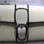 Delvaux-20 名媛必備Brillan Frence Box原單黑白配牛皮翻蓋長款錢包