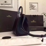 Delvaux-015-6 潮流百搭手工車線brillan黑色原版TOGO皮手提單肩包