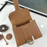 Delvaux-015-5 潮流百搭手工車線brillan土黃色原版TOGO皮手提單肩包