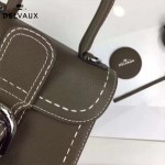 Delvaux-015-2 潮流百搭手工車線brillan深灰色色原版TOGO皮手提單肩包