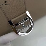 Delvaux-19-6 潮人必備新款brillant淺灰色原版牛皮豎款大號手提單肩包