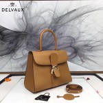 Delvaux-05-6 復古風brilliant 土黃色原版BOX光面牛皮大號手提單肩包