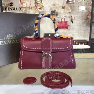 Delvaux-014-3 百搭新款手工車線brillan紅色原版TOGO皮橫款大號手袋