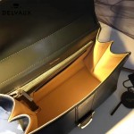 Delvaux-05-8 復古風brilliant 軍綠色原版BOX光面牛皮大號手提單肩包