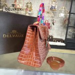 Delvaux-030-2 Sellier Brillant鱷魚紋牛皮 小羊皮內裏可調節肩帶原裝禮盒手提單肩斜挎包