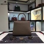Delvaux-19-7 潮人必備新款brillant深灰色原版牛皮豎款大號手提單肩包