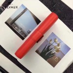 Delvaux-21-4 時尚復古Brillan Frence紅色原版牛皮翻蓋錢包手拿包