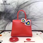 Delvaux-05-3 復古風brilliant 西瓜紅色原版BOX光面牛皮大號手提單肩包