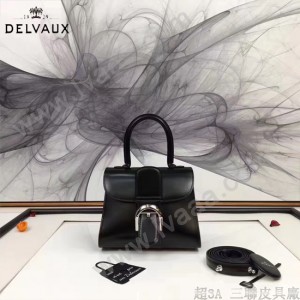 Delvaux-04-5 時尚復古brilliant 黑色原版BOX光面牛皮手提單肩包