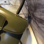 Delvaux-05-8 復古風brilliant 軍綠色原版BOX光面牛皮大號手提單肩包