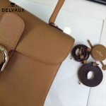 Delvaux-19-8 潮人必備新款brillant土黃色原版牛皮豎款大號手提單肩包
