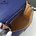 Delvaux-19-5 潮人必備新款brillant藍色原版牛皮豎款大號手提單肩包