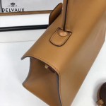 Delvaux-05-6 復古風brilliant 土黃色原版BOX光面牛皮大號手提單肩包