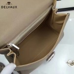 Delvaux-19-6 潮人必備新款brillant淺灰色原版牛皮豎款大號手提單肩包