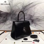 Delvaux-05-4 復古風brilliant 黑色原版BOX光面牛皮大號手提單肩包