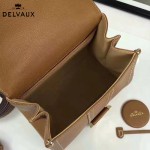 Delvaux-015-5 潮流百搭手工車線brillan土黃色原版TOGO皮手提單肩包
