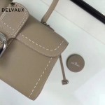 Delvaux-014 百搭新款手工車線brillan淺灰色原版TOGO皮橫款大號手袋