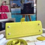 Delvaux-18-7 名媛必備brillant黃色原版粒面牛皮橫款大號手袋