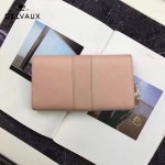 Delvaux-21-2 時尚復古Brillan Frence粉色原版牛皮翻蓋錢包手拿包