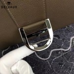 Delvaux-19-7 潮人必備新款brillant深灰色原版牛皮豎款大號手提單肩包
