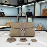 Delvaux-014 百搭新款手工車線brillan淺灰色原版TOGO皮橫款大號手袋