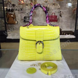 Delvaux-030-5 Sellier Brillant鱷魚紋牛皮 小羊皮內裏可調節肩帶原裝禮盒手提單肩斜挎包