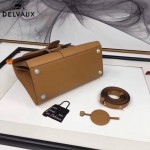 Delvaux-05-6 復古風brilliant 土黃色原版BOX光面牛皮大號手提單肩包