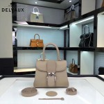 Delvaux-017-6 人氣熱銷brillant淺灰色原版粒面牛皮手提單肩包