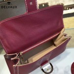 Delvaux-014-3 百搭新款手工車線brillan紅色原版TOGO皮橫款大號手袋