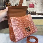 Delvaux-030-2 Sellier Brillant鱷魚紋牛皮 小羊皮內裏可調節肩帶原裝禮盒手提單肩斜挎包