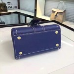 Delvaux-015-4 潮流百搭手工車線brillan藍色原版TOGO皮手提單肩包