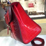Delvaux-030 Sellier Brillant鱷魚紋牛皮 小羊皮內裏可調節肩帶原裝禮盒手提單肩斜挎包
