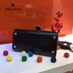 Delvaux-025 新款原版box皮系列黑色拼色槍扣手提包