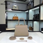 Delvaux-017-6 人氣熱銷brillant淺灰色原版粒面牛皮手提單肩包