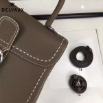 Delvaux-013-2 百搭新款手工車線brillan深灰色原版TOGO皮豎款大號手袋