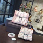 Delvaux-030-3 Sellier Brillant鱷魚紋牛皮 小羊皮內裏可調節肩帶原裝禮盒手提單肩斜挎包