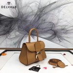 Delvaux-04-7 時尚復古brilliant 土黃色原版BOX光面牛皮手提單肩包